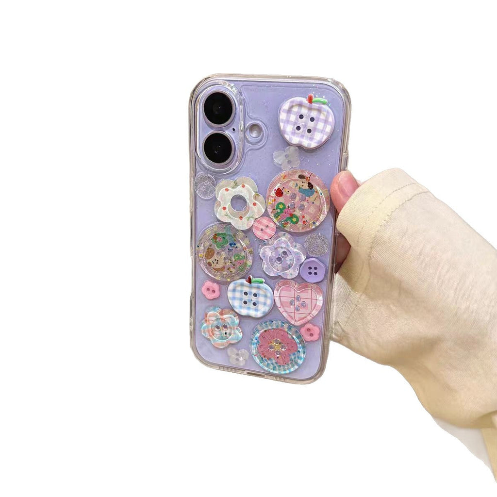 3D Epoxy Flower Button Phone Case