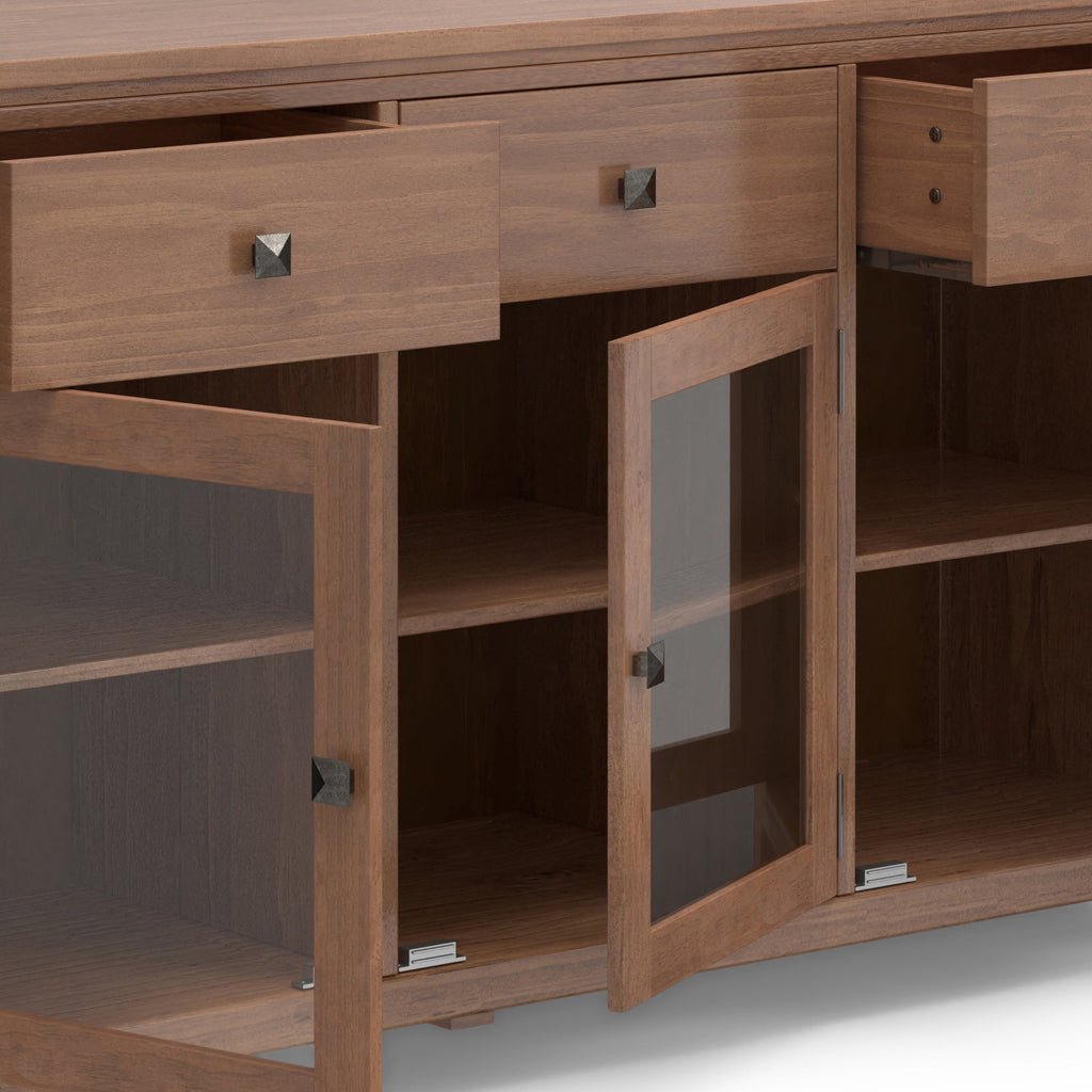 Cosmopolitan 54" Wide Solid Wood Sideboard Buffet in Medium Saddle