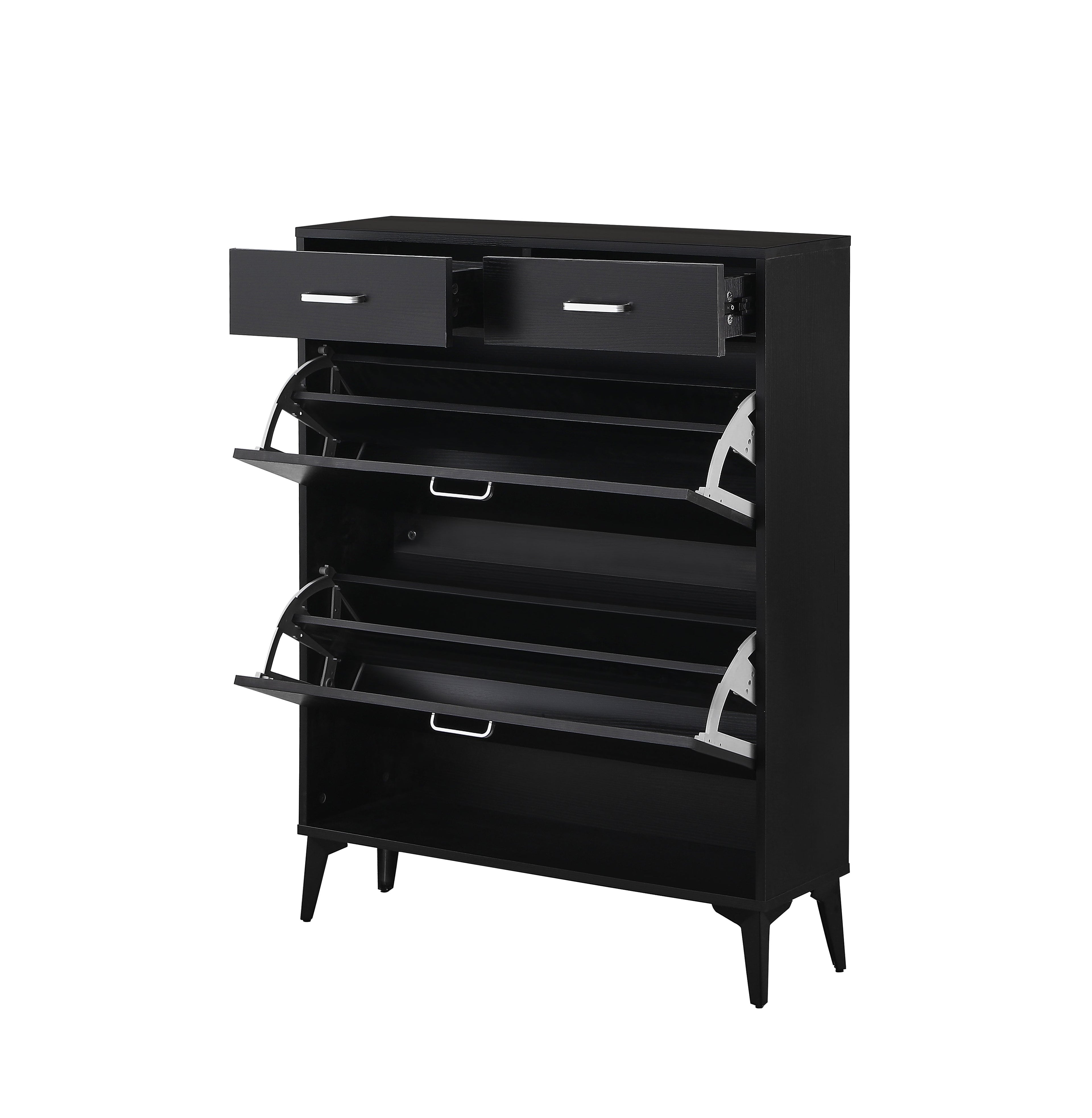Large Size Shoe Cabinet - Modern Tipping Bucket Organizer