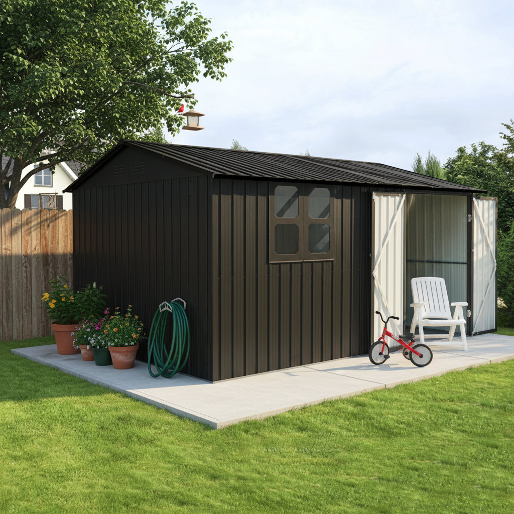 12x10 Ft Metal Garden Sheds Outdoor Storage Sheds