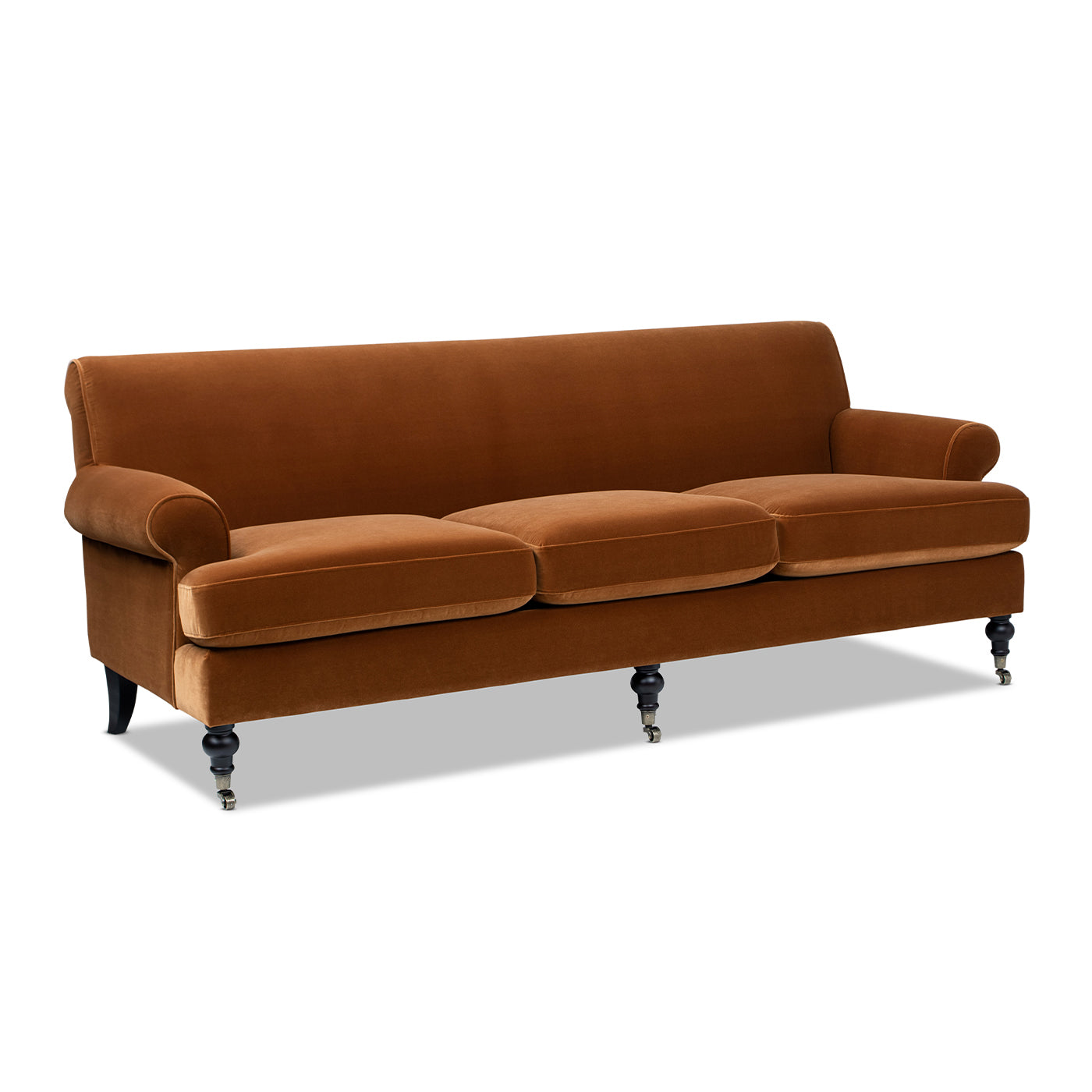 Alana Lawson Three-Cushion Tight Back Sofa, Burnt