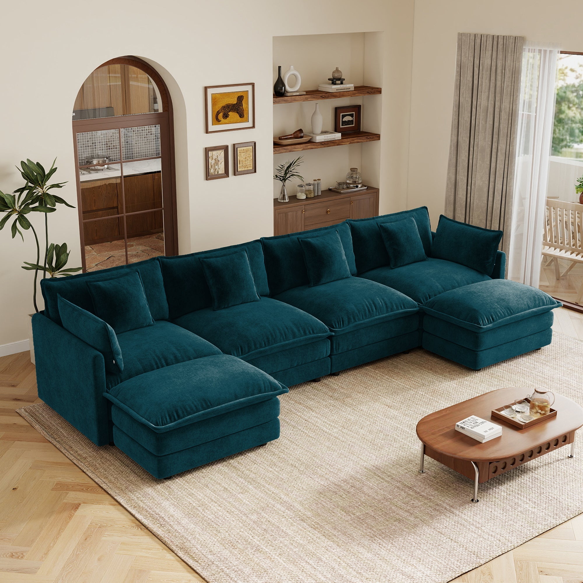 Oversized U Shape Sofa with 2 Ottomans
