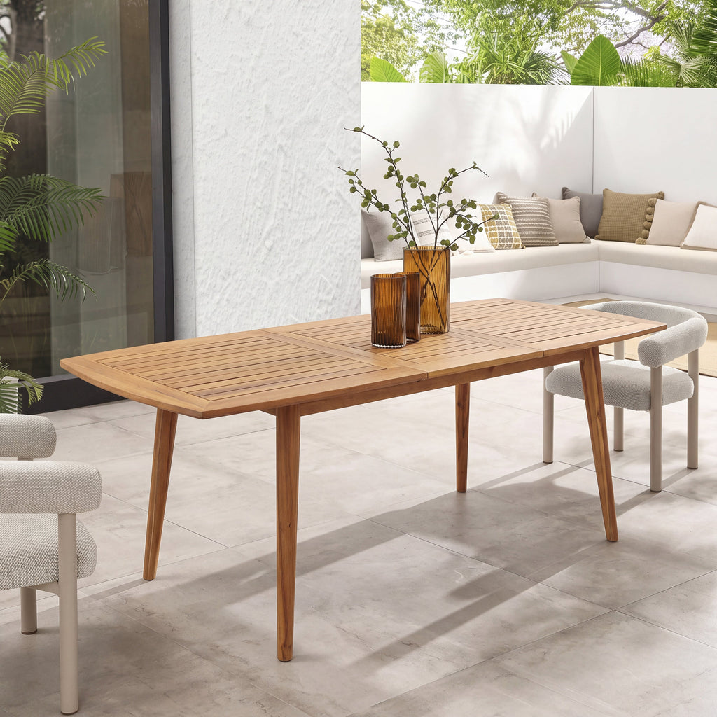 Outdoor Acacia Wood Expandable Dining Table in Teak