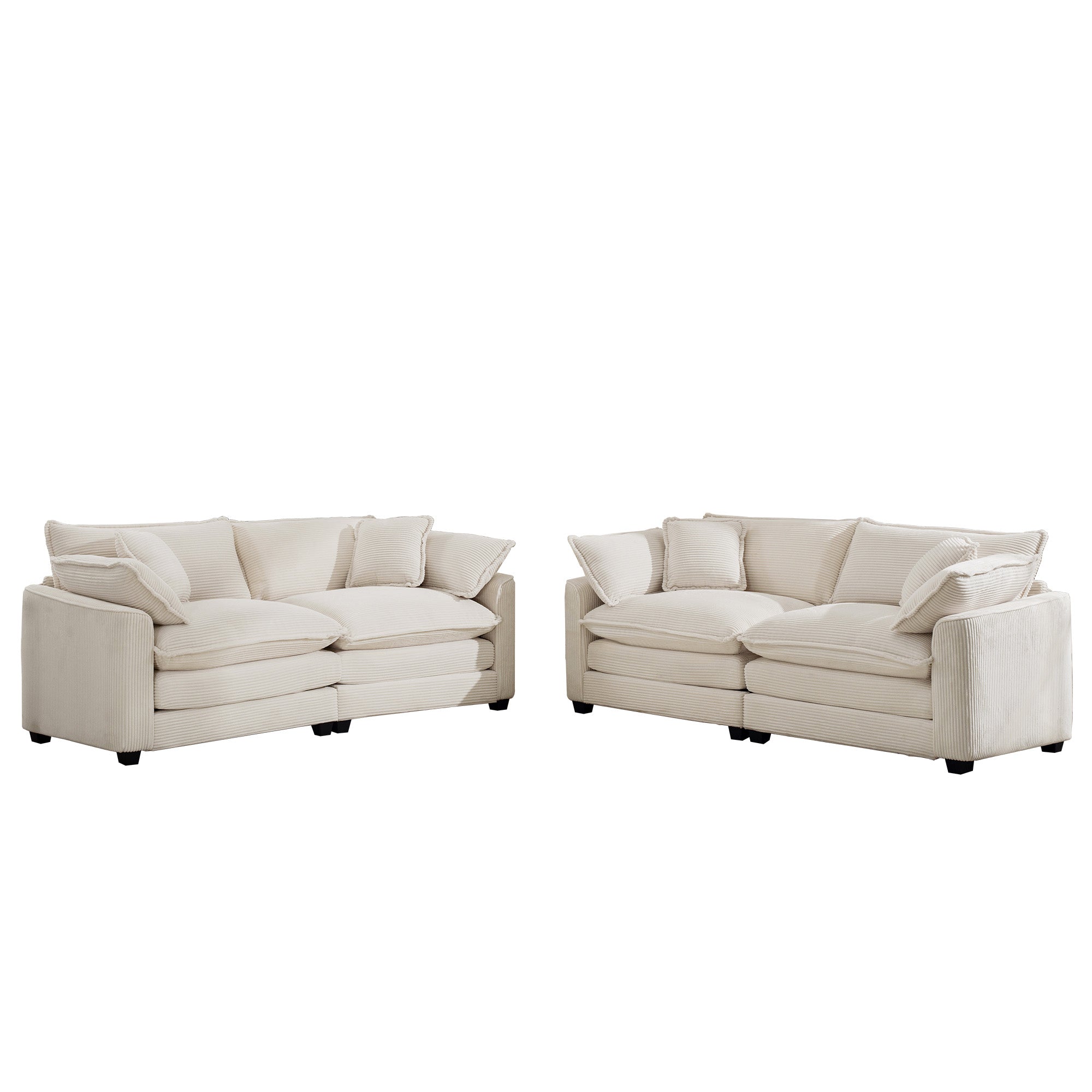 Modern Fabric Living Room Sofa Two Pieces Set