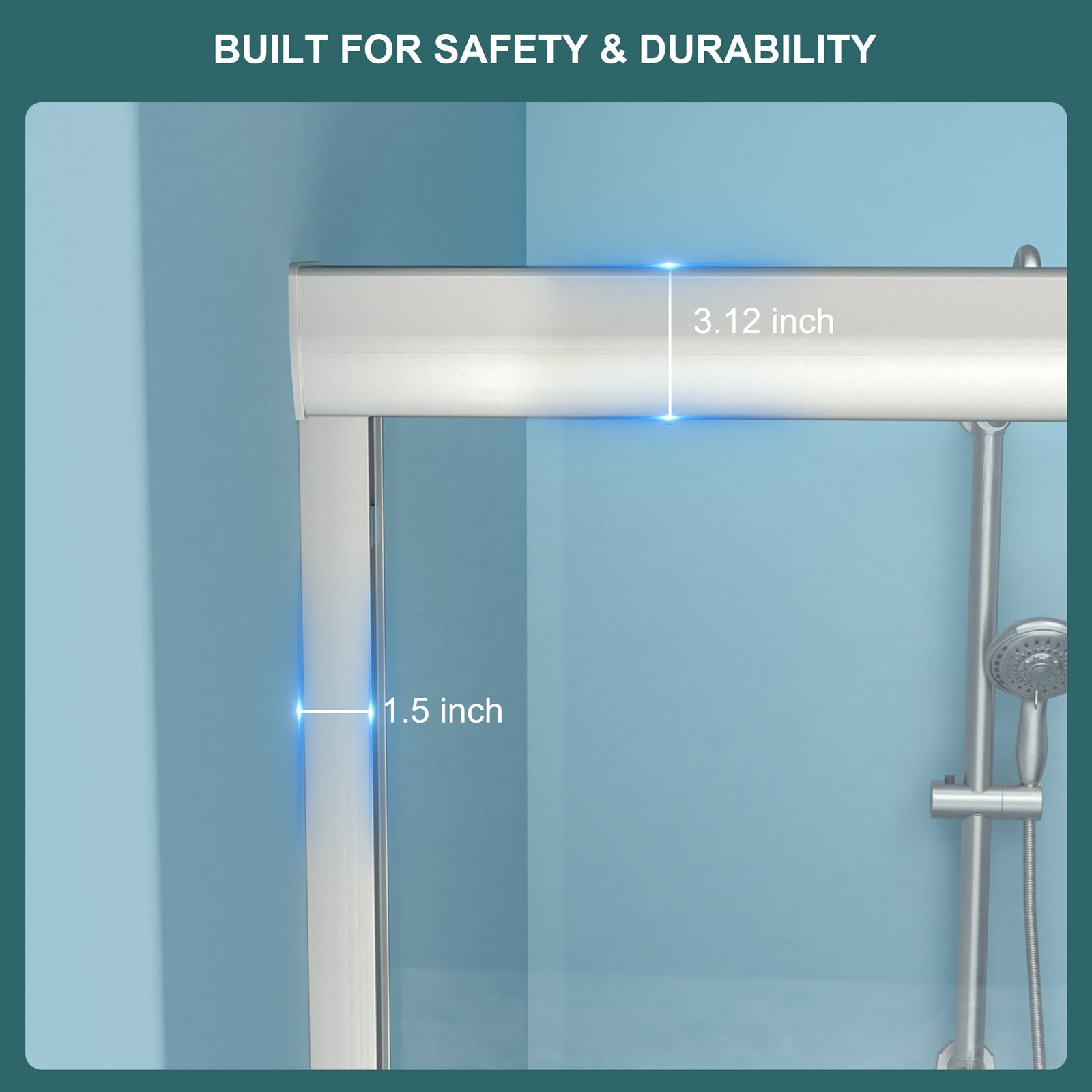 48" W x 76"H Semi-Frameless Bypass Sliding Shower Enclosure