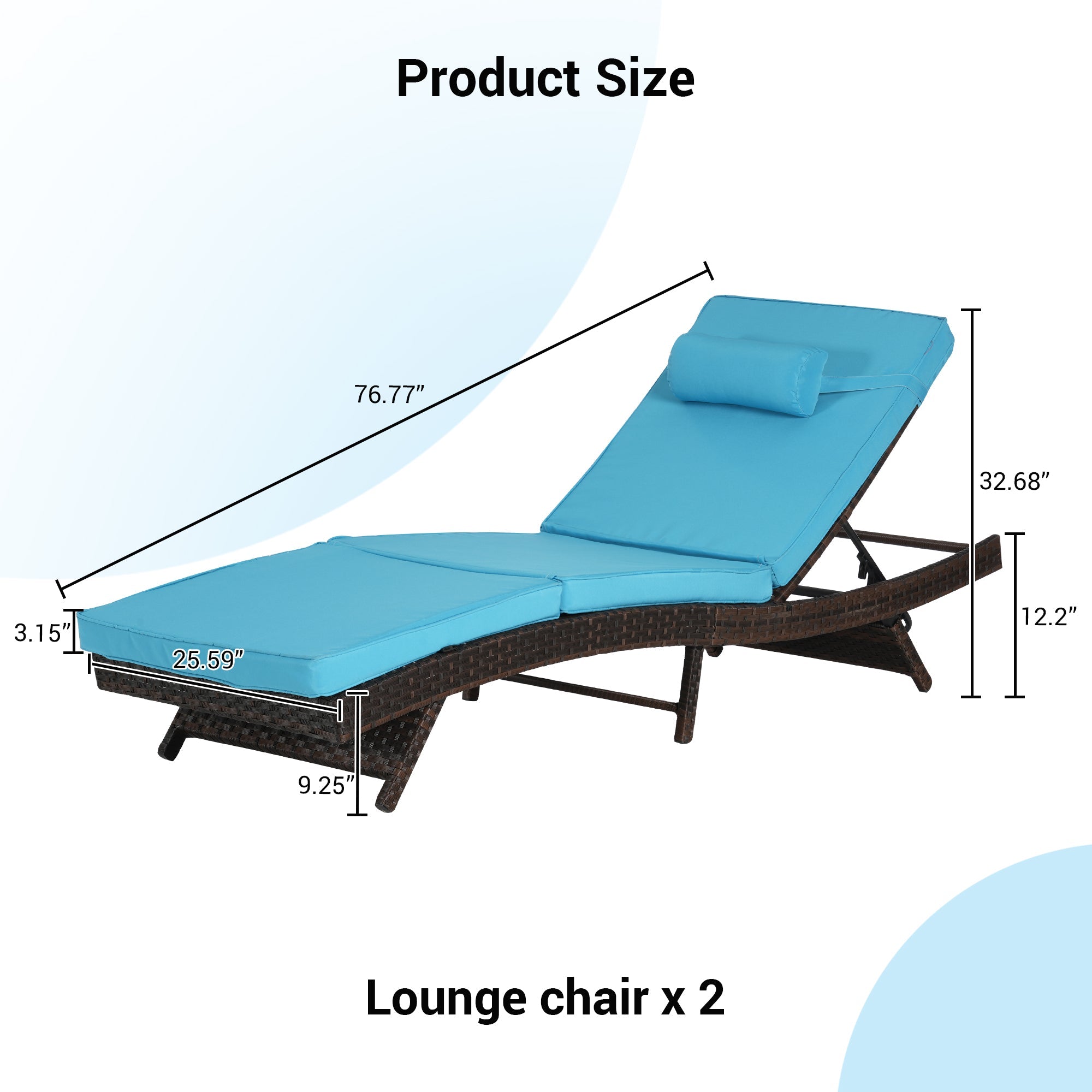 Outdoor Wicker Long Reclining Chair Set of 2