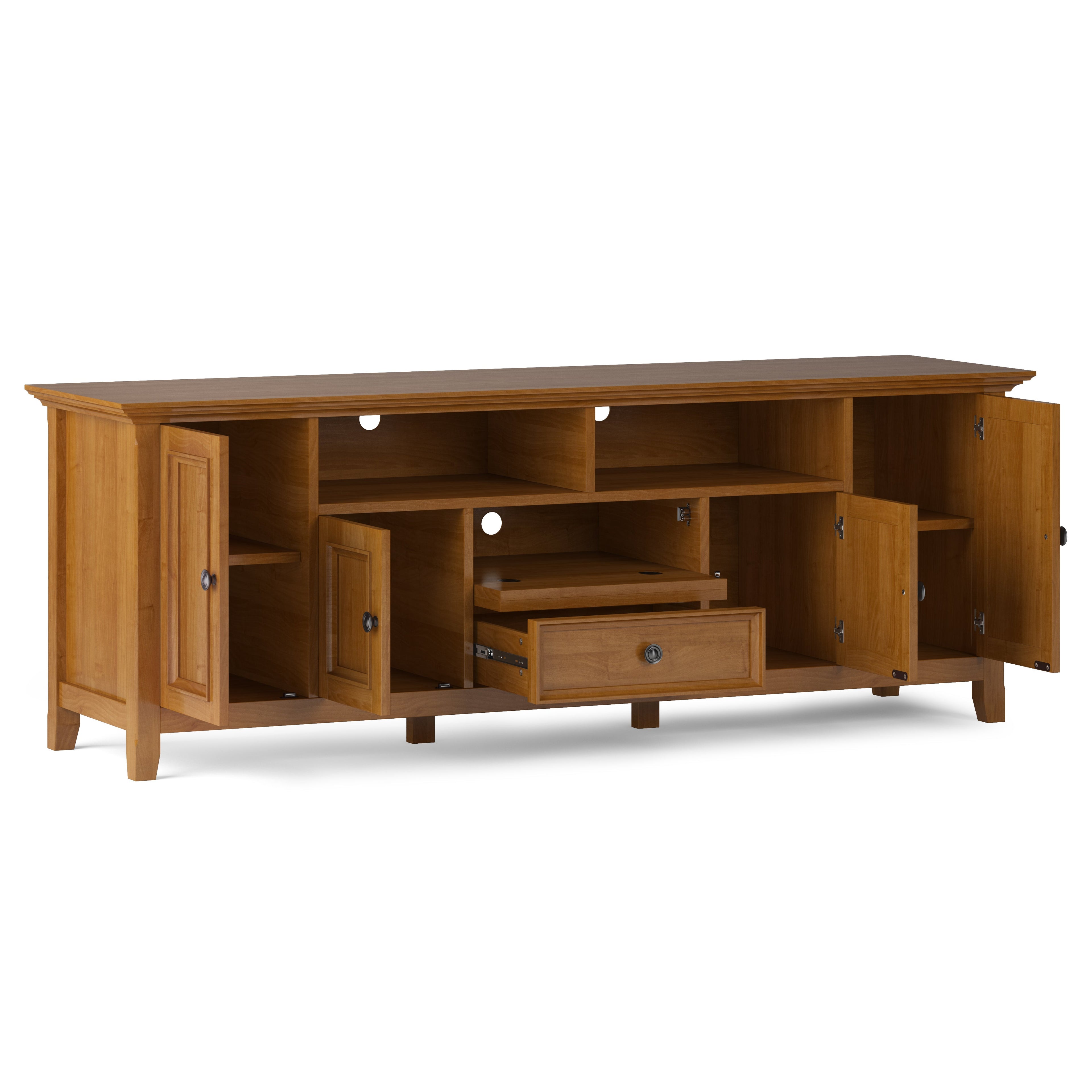 Amherst 72 Inch Wide Solid Wood TV Stand in Light Golden