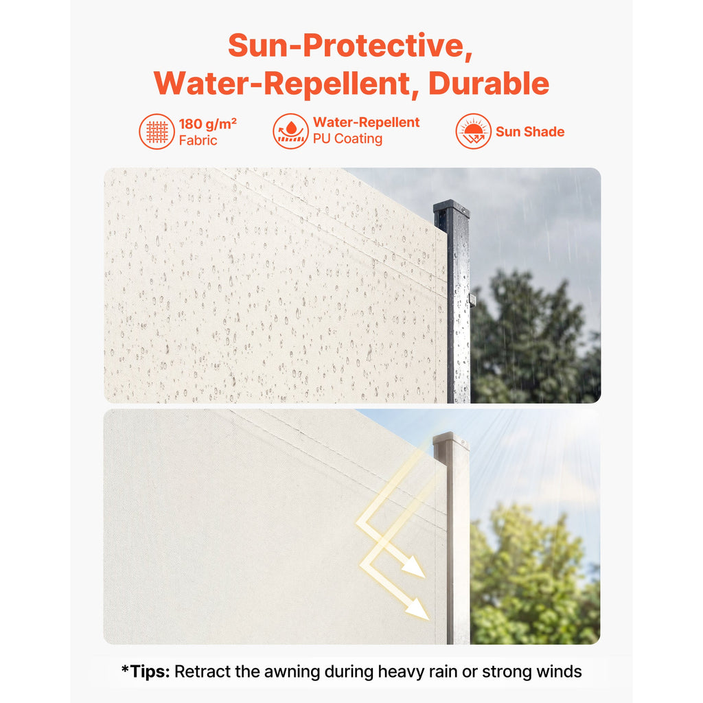 Retractable Side Awning, 71" x 236"
