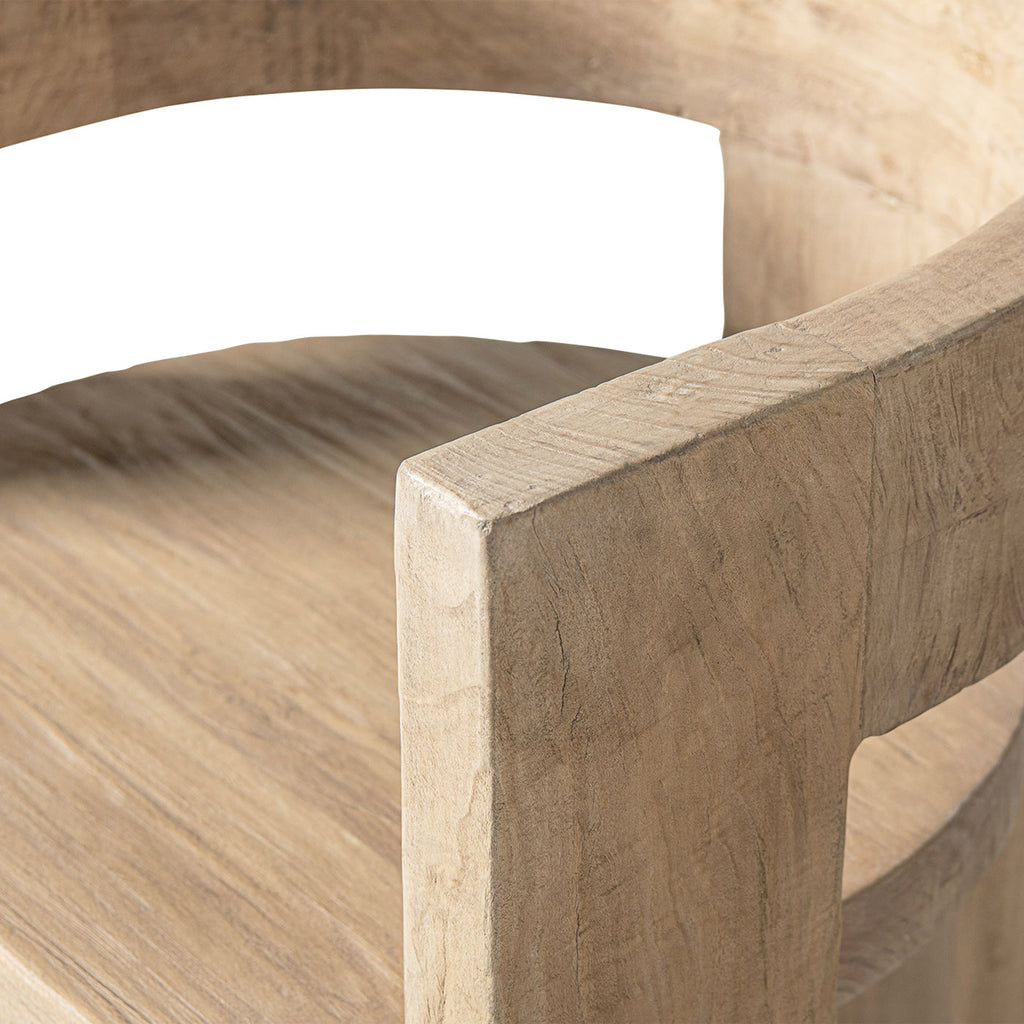 Soren Solid Reclaimed Elm Sculptural Accent Curved Dining Chair