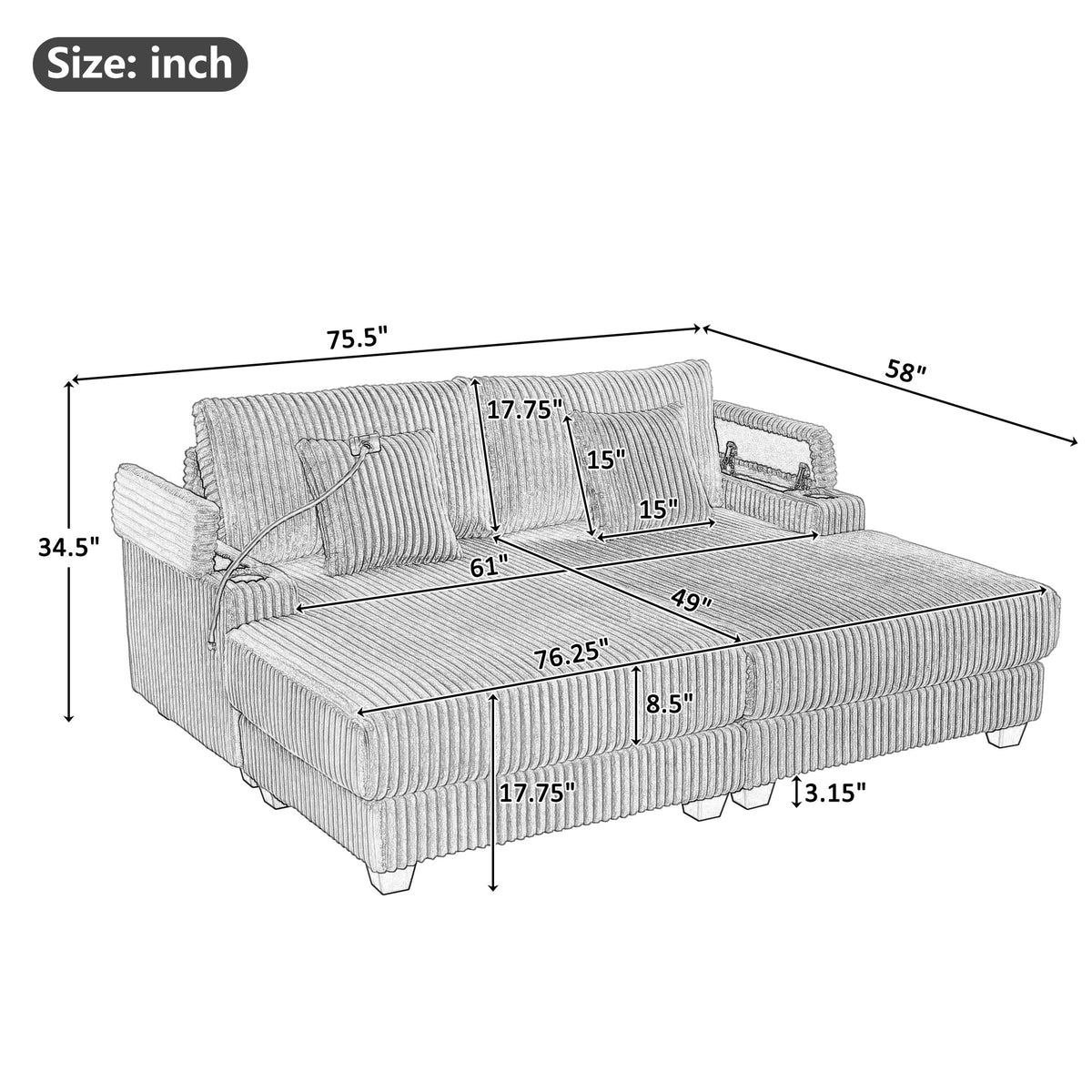 Modern Chaise Sofa
