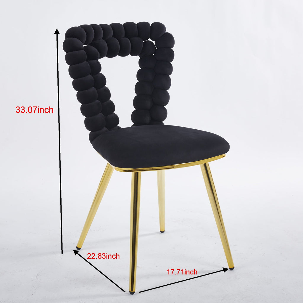 Modern Chair Set of 2 with Golden Color Iron Tube Legs