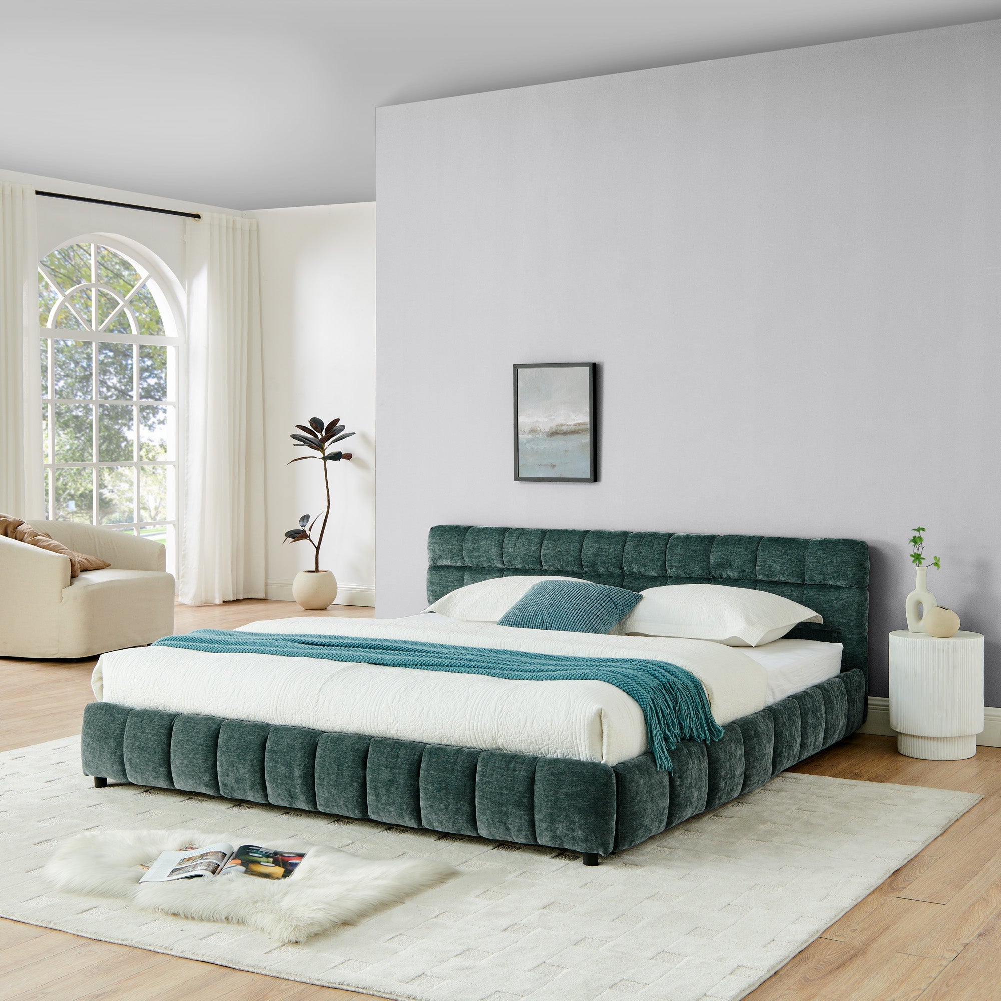 King Size Upholstered Bed with Storage Drawer