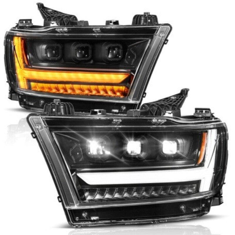 ANZO 19-24 RAM 1500 (New Body/OE Halogen) Full LED Proj Headlights DRL/SeqSig Black - Pass. Side 111628A-R