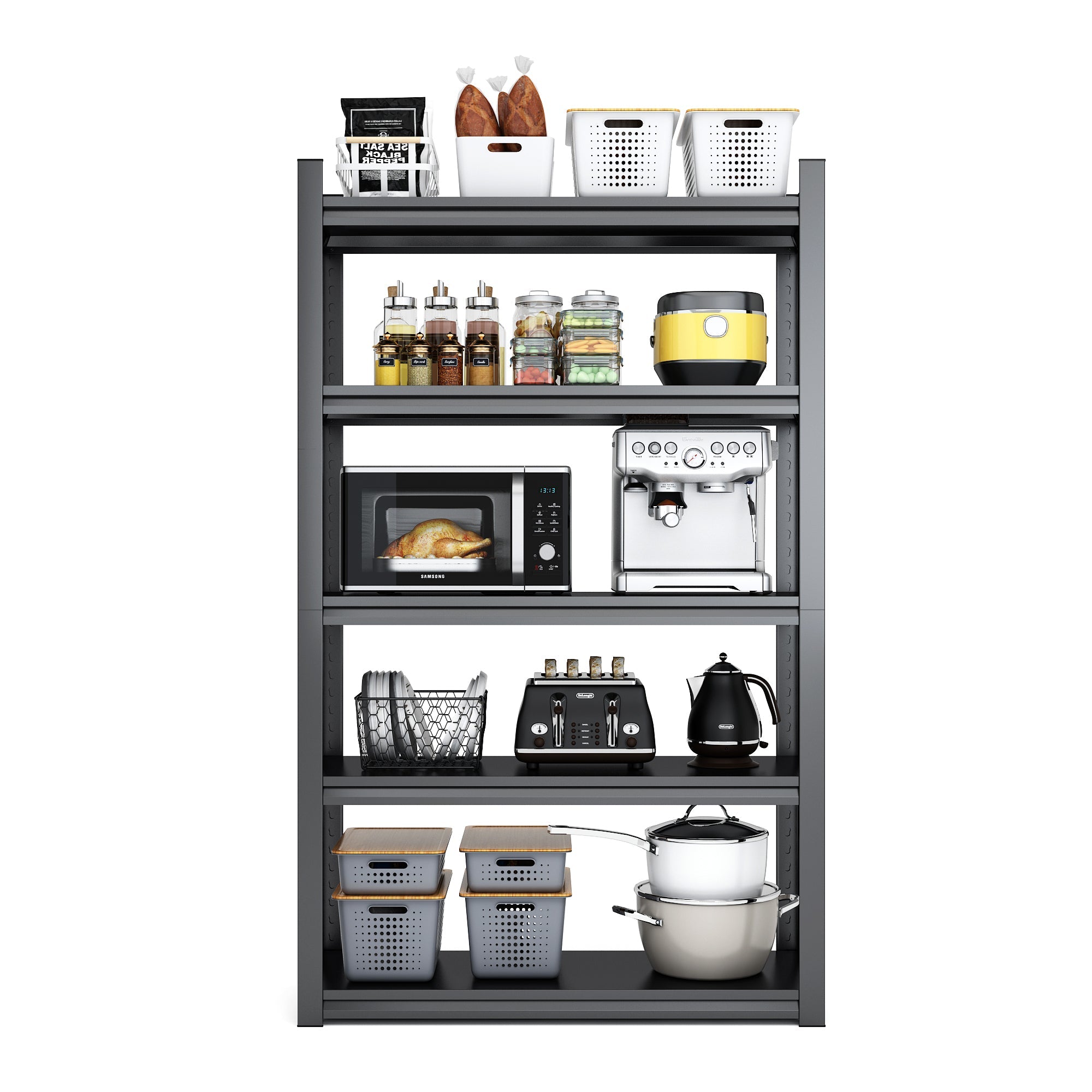 72"H 5 Tier Heavy Duty Metal Shelves