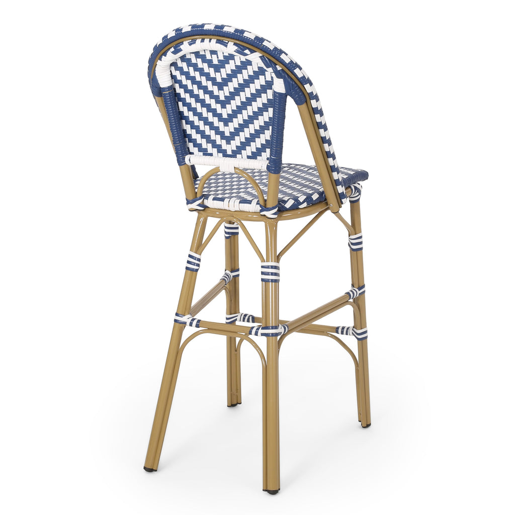 29.5" Outdoor PE Rattan French Barstool