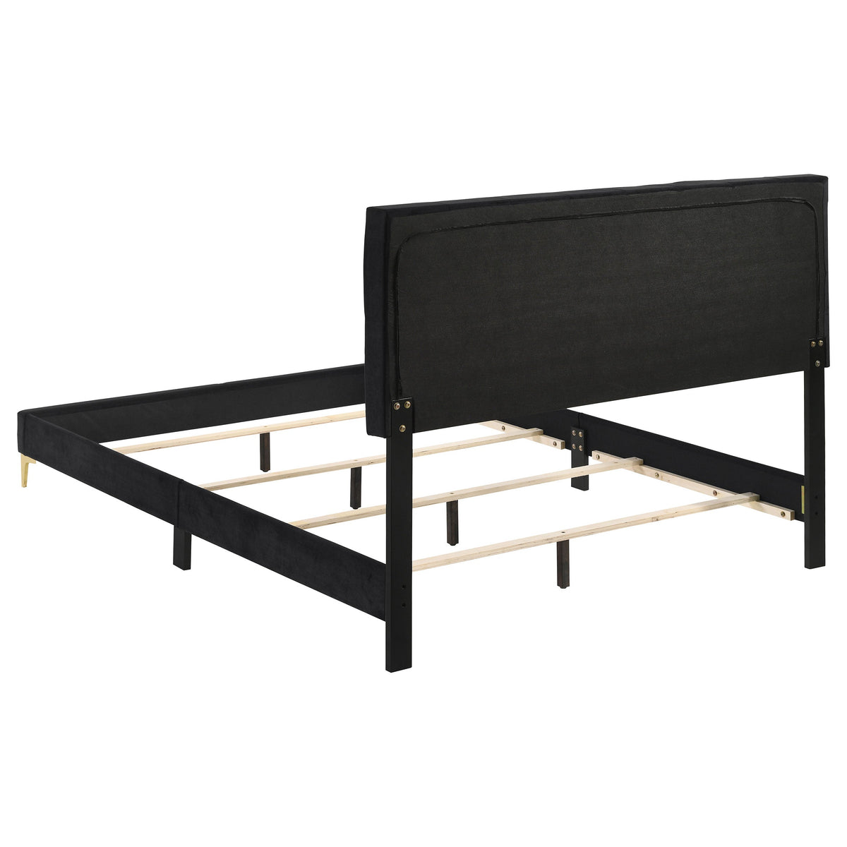 Lexie Black/Gold Diamond Tufted California King Panel Bed