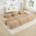 Three-Seat Modular Sofa with 3 Ottomans - Camel