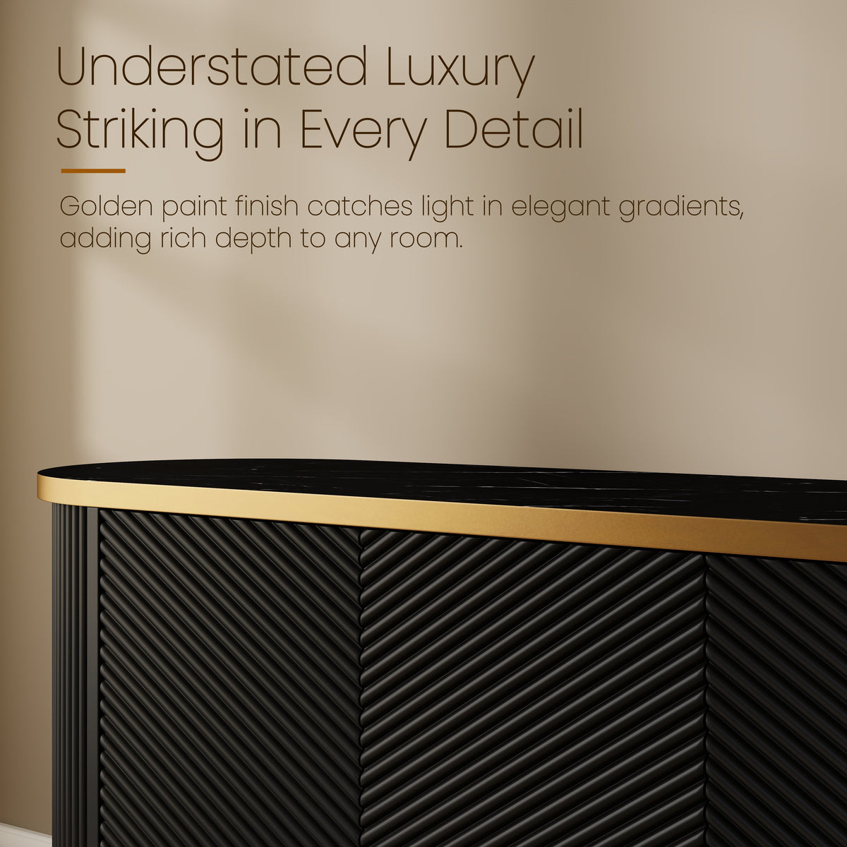 63" Diagonal Fluted Sideboard Cabinet with Storage