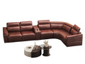 6-Piece Modular Leather Sofa with 2 Cup Holders