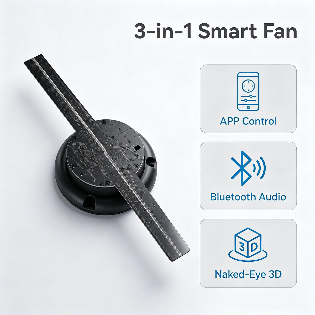 Wiilala 3D Hologram Fan 3D Circle App Hologram Advertising Display 224 Lights 11.81WiFi Holographic LED Fan Creative Advertising Design Store SignDesktop Display Stand With Protective Cover