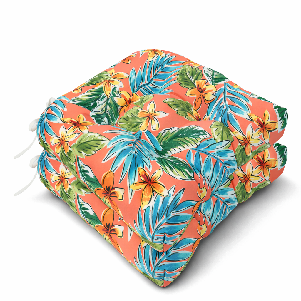 Outdoor Chair Cushions Set of 2, Bright Coral