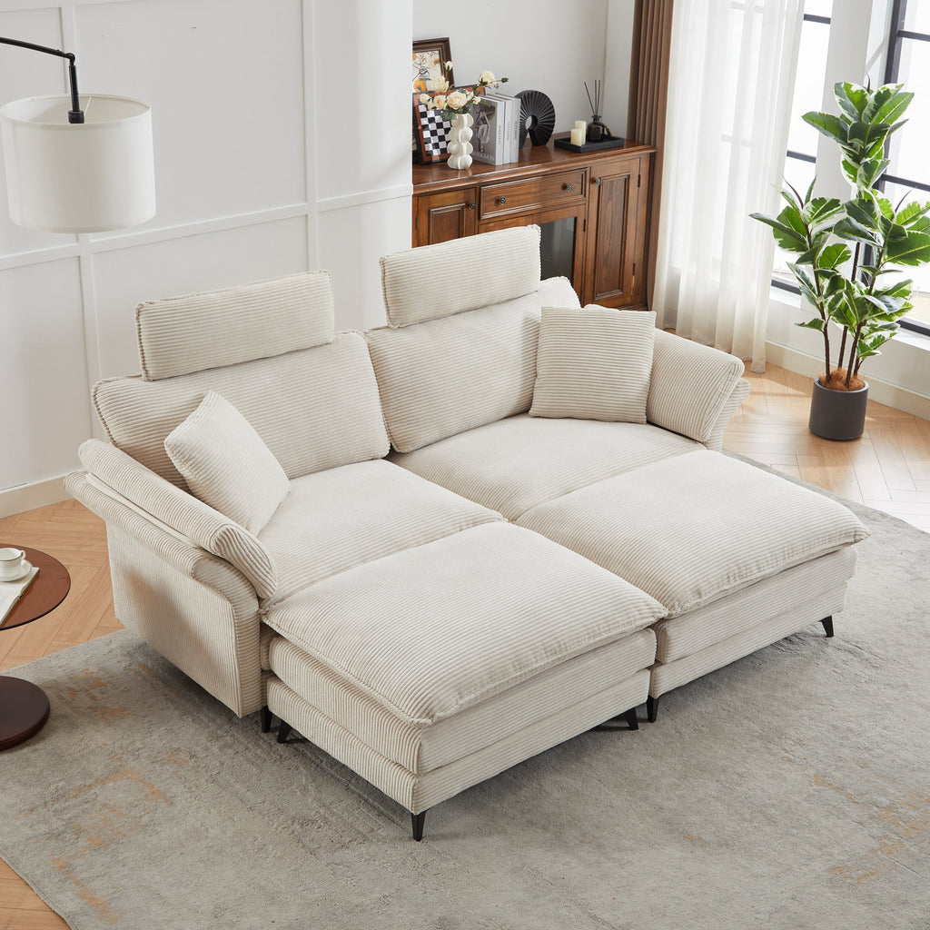 Modern Corduroy Upholstered Sectional Sofa