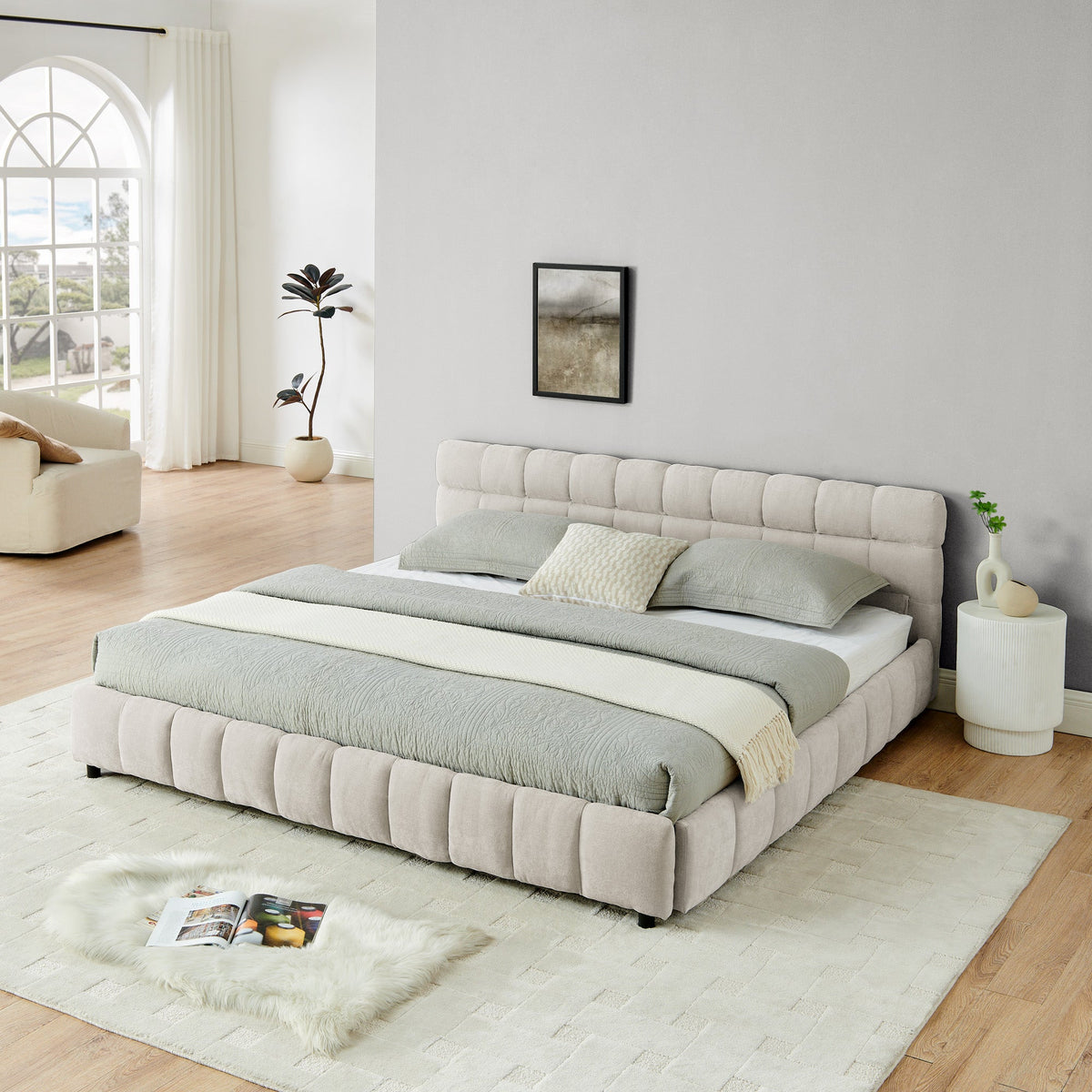 King Size Upholstered Bed with Storage