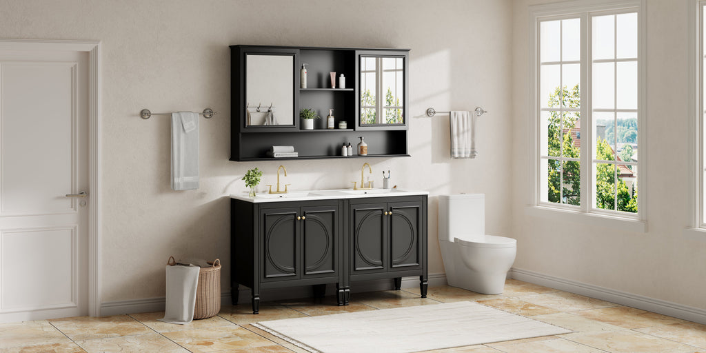 60" Double Sink Bathroom Vanity Set with Tall