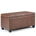 Dover 36 Inch Wide Storage Ottoman Bench in Distressed Umber