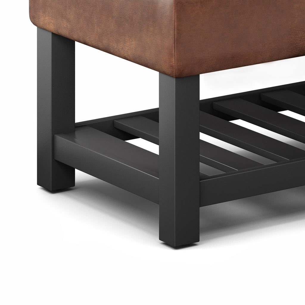 Cosmopolitan Storage Ottoman Bench with Open Bottom - Distressed Saddle