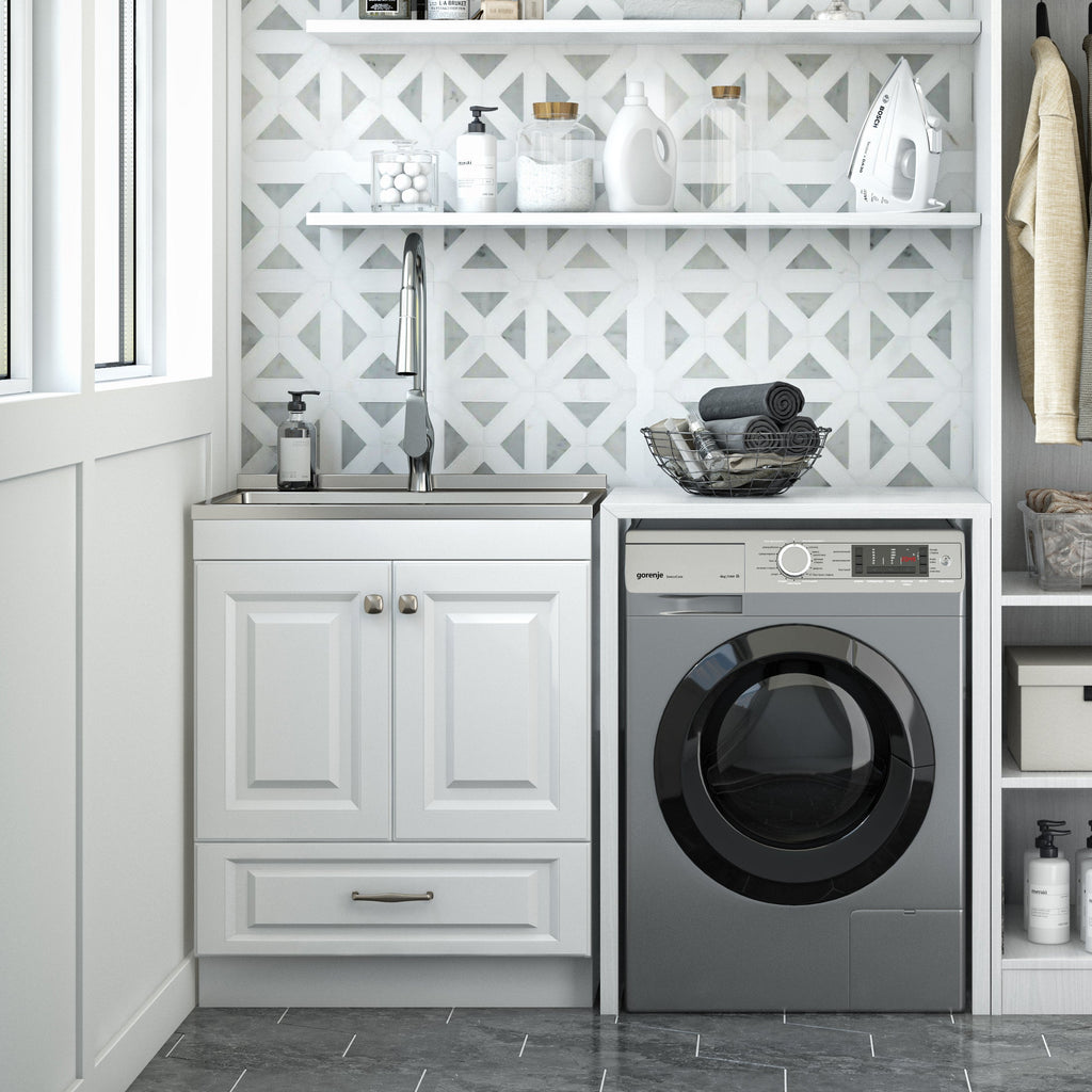 Lawrence 28" Laundry Cabinet with Faucet and Stainless Steel Sink