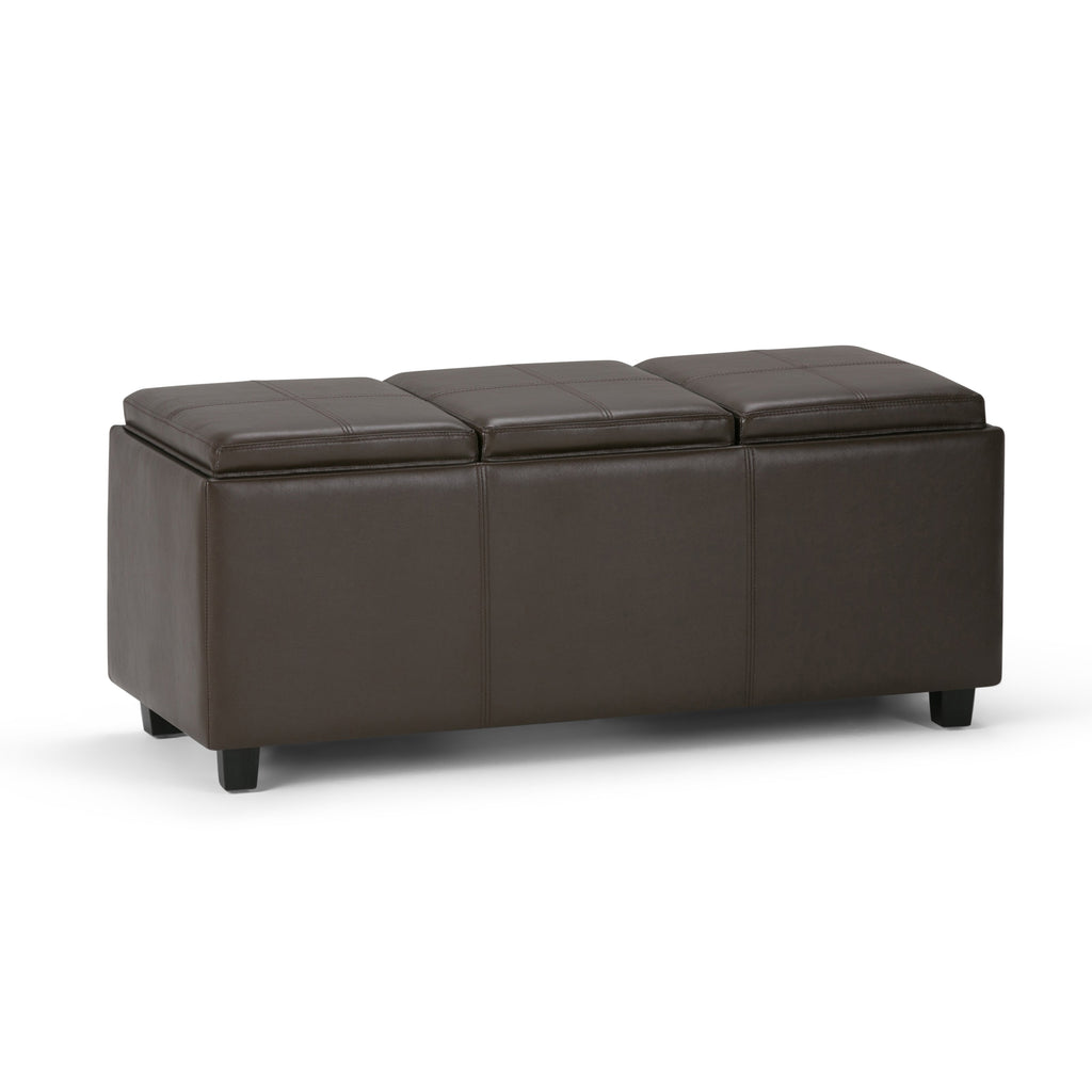 Avalon 42 Inch Wide Storage Ottoman in Chocolate