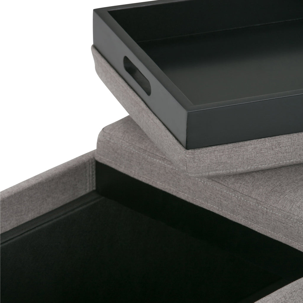 Avalon 42 Inch Wide Storage Ottoman in Cloud