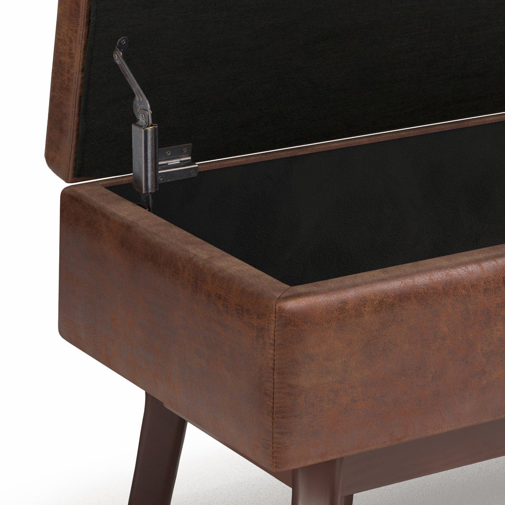 Owen 36 Inch Wide Small Rectangular Storage Ottoman in Distressed Saddle