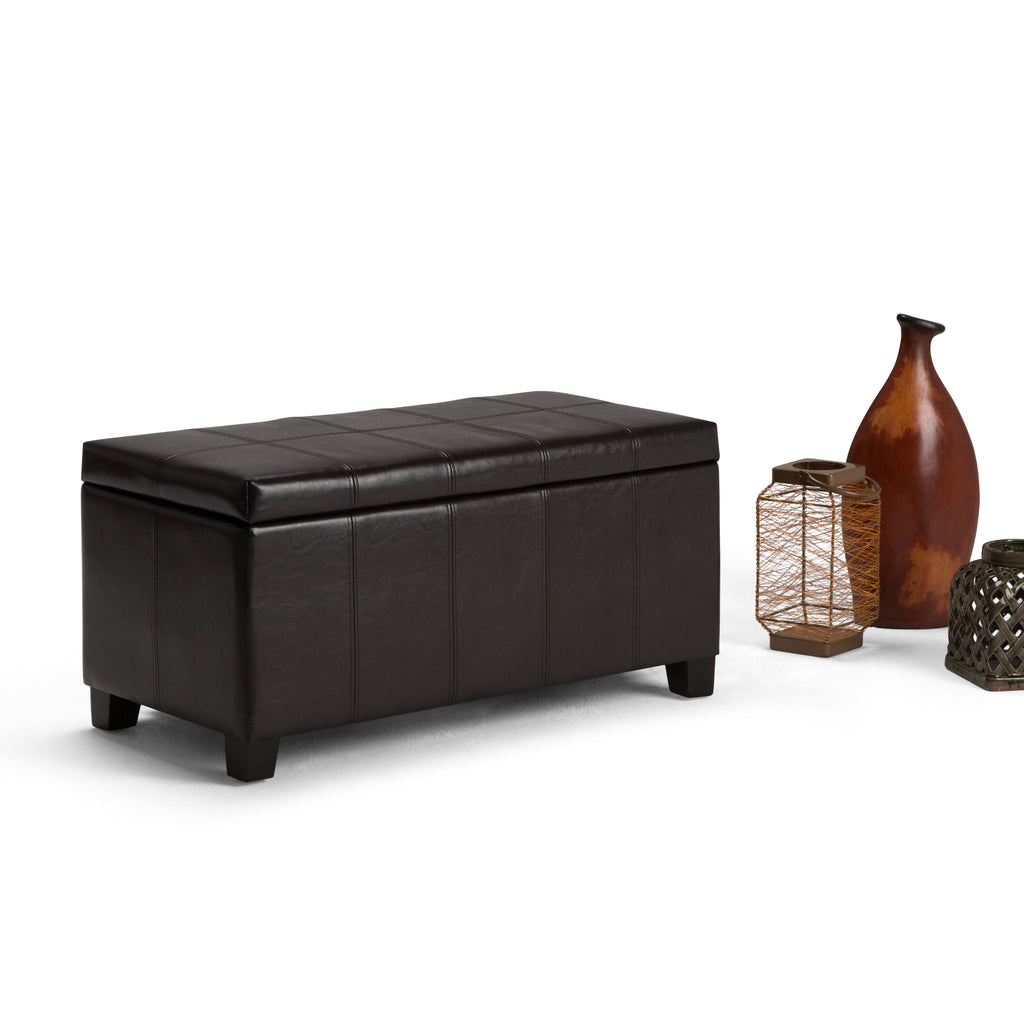 Dover 36 Inch Wide Storage Ottoman Bench in Tanners
