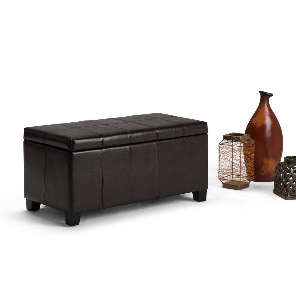 Dover 36 Inch Wide Storage Ottoman Bench in Tanners