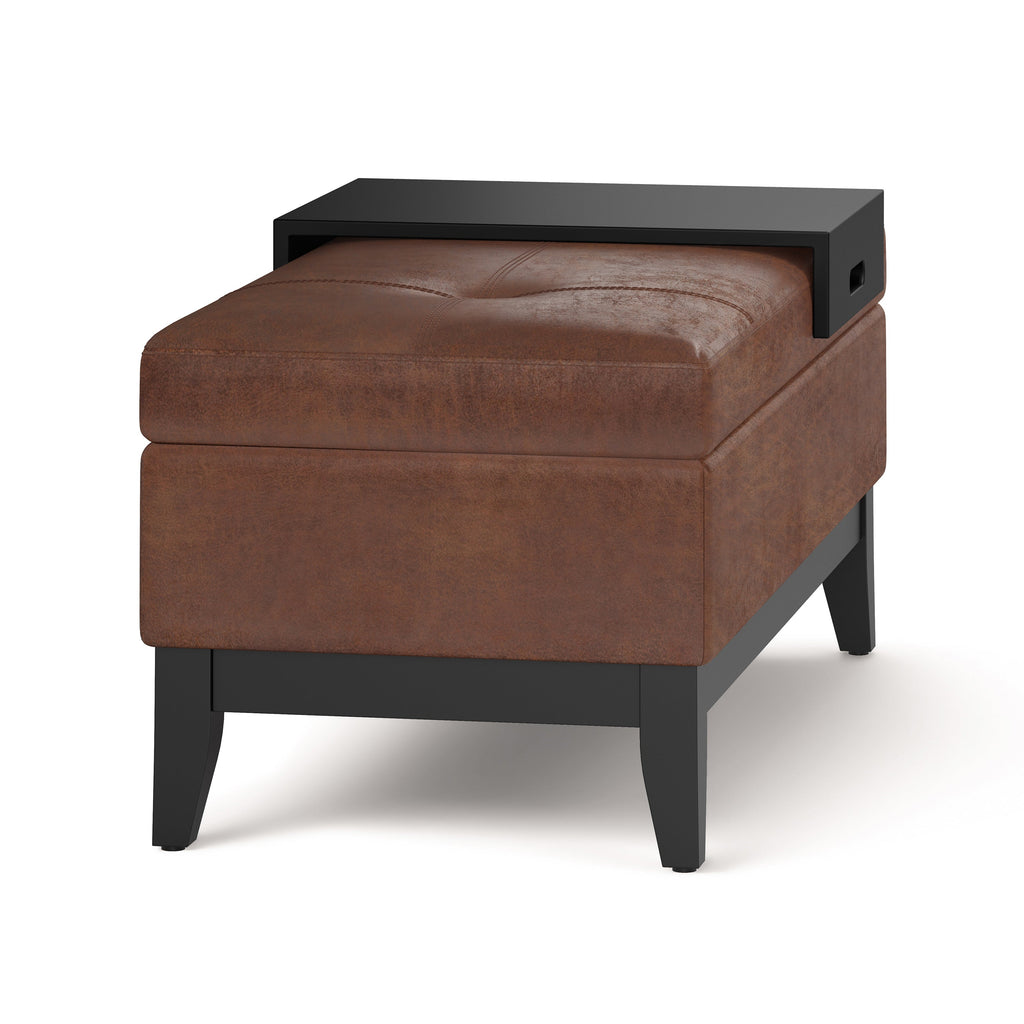 Oregon 42 Inch Wide Storage Ottoman Bench with Tray