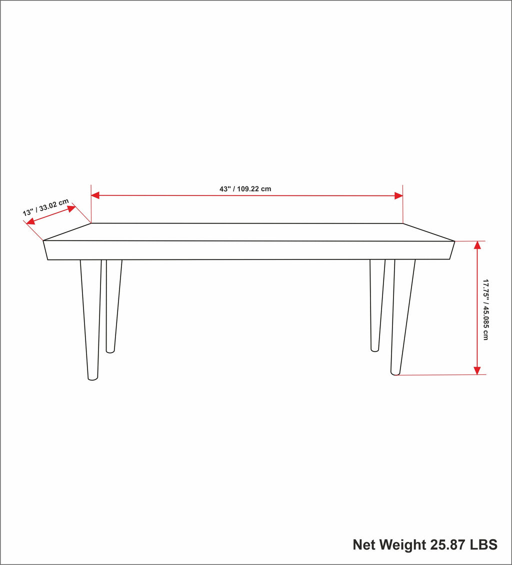 Durham 43 Inch Wide Solid Mango Wood Bench in Distressed