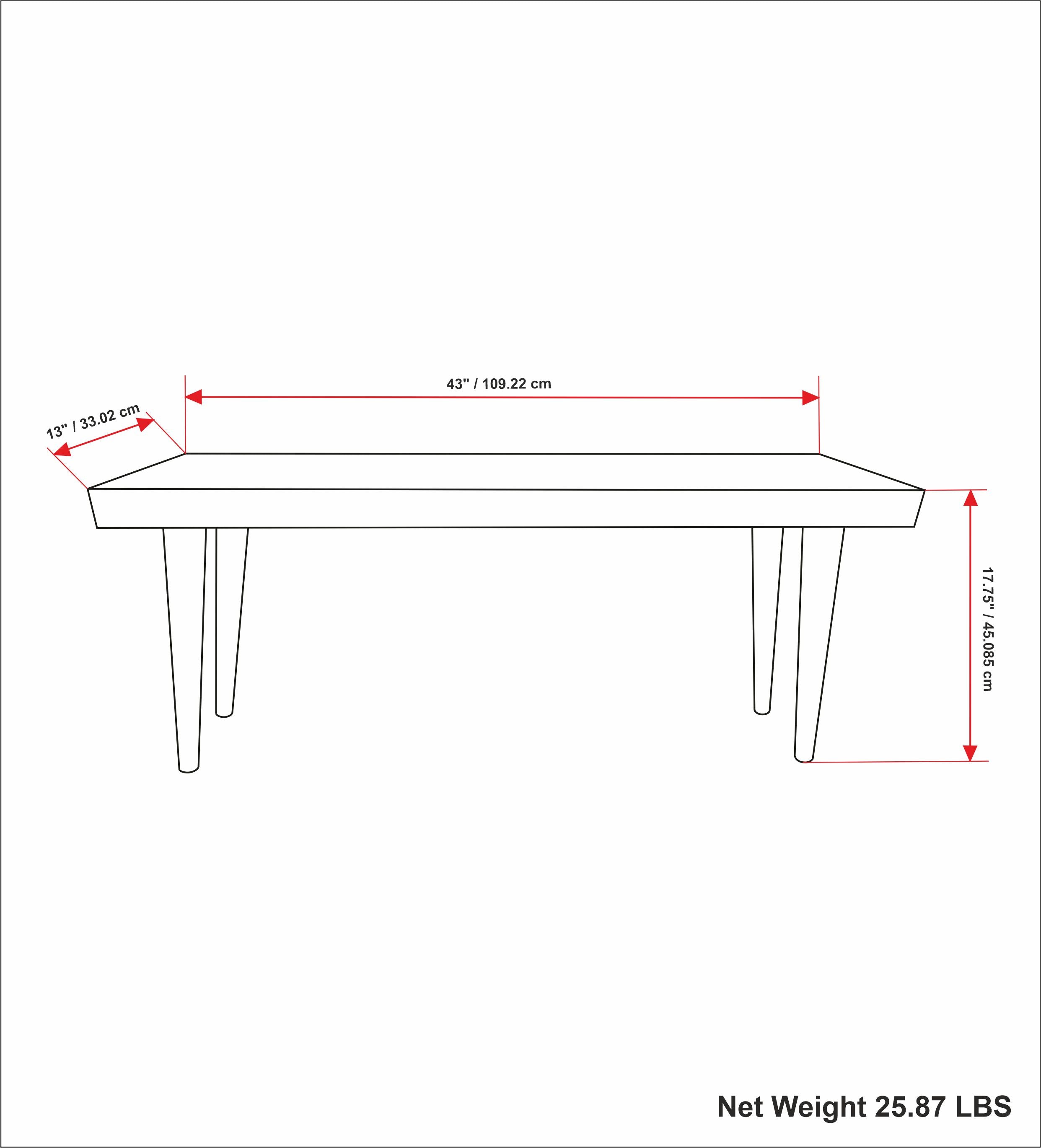 Durham 43 Inch Wide Solid Mango Wood Bench in Distressed
