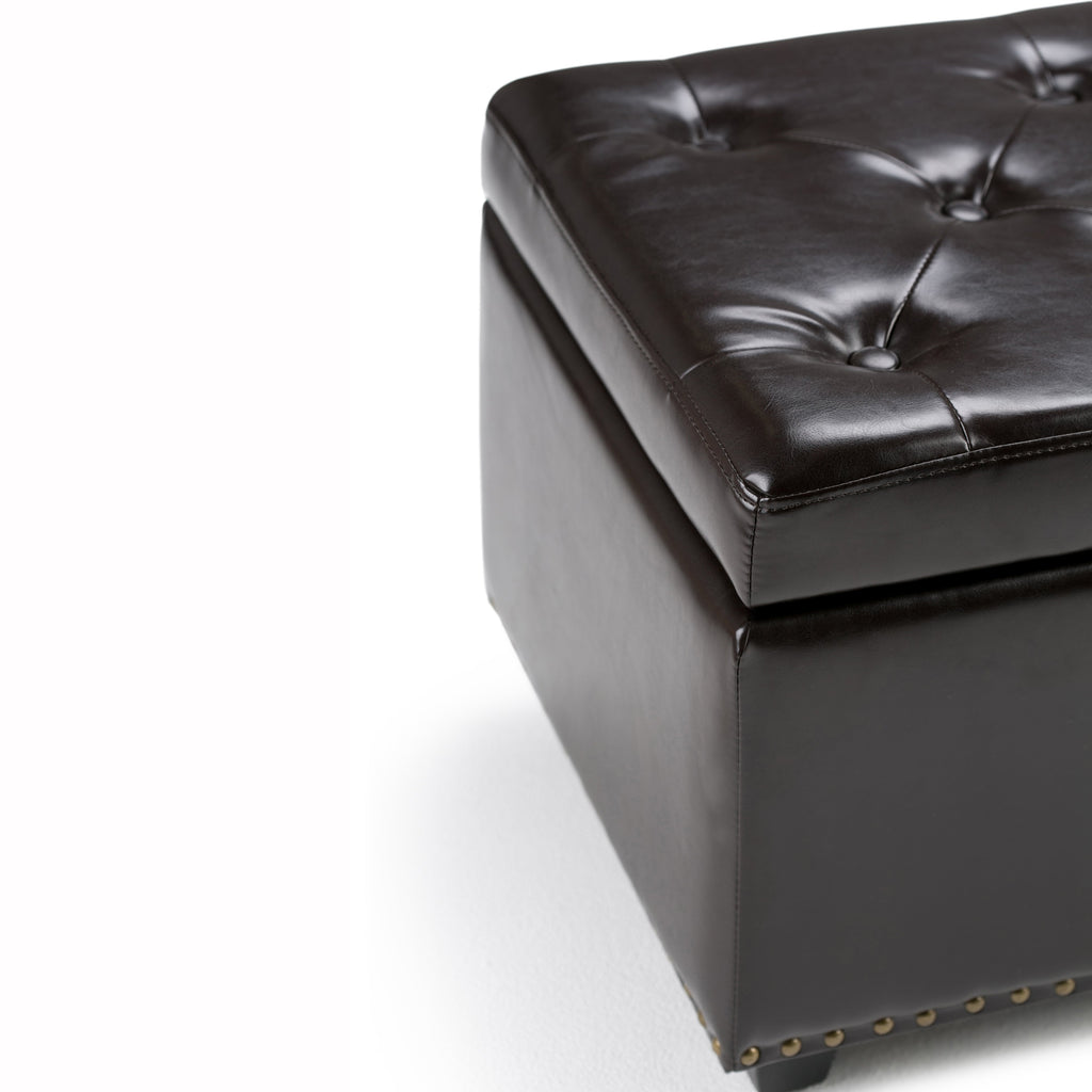 Hamilton 48 Inch Wide Storage Ottoman in Coffee