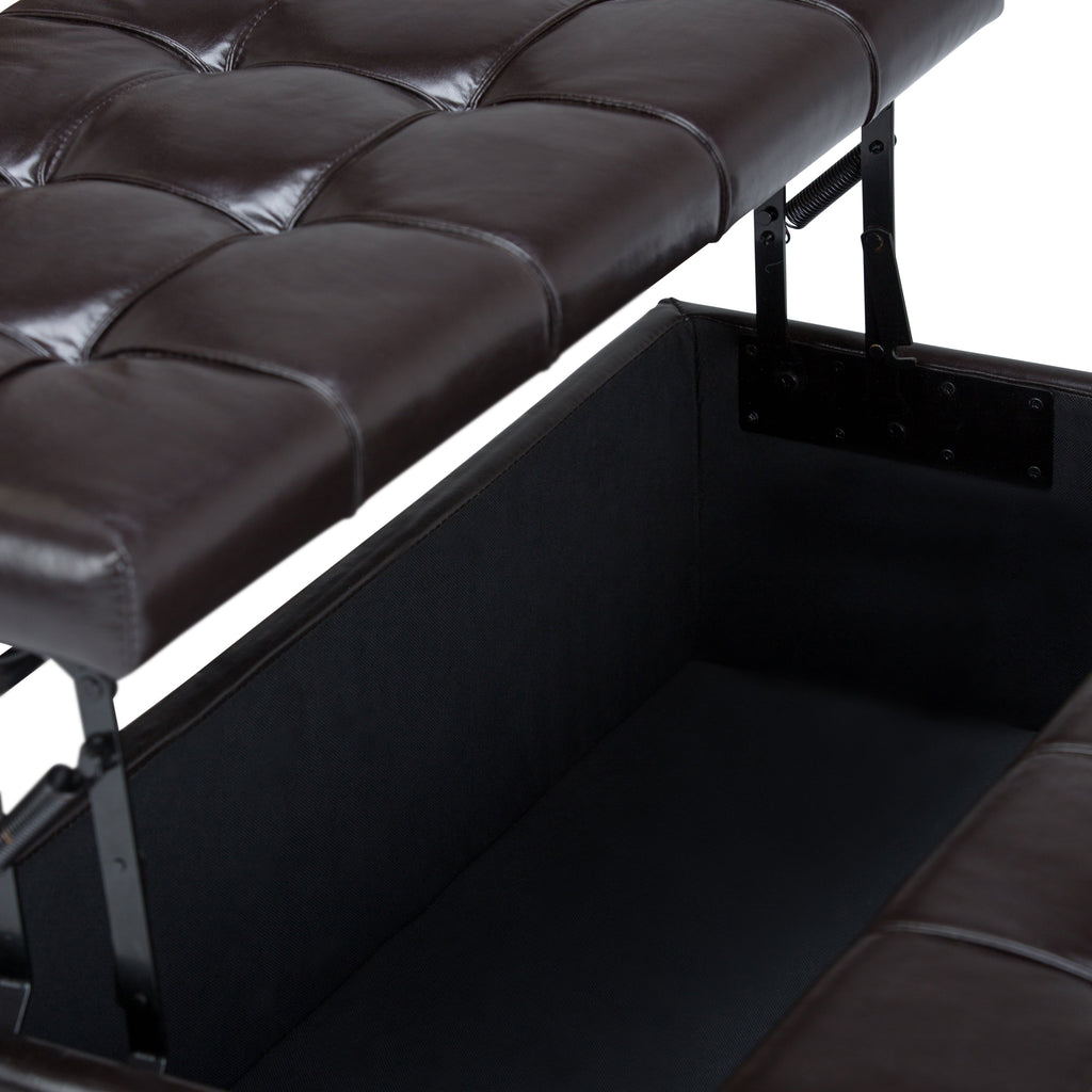 Harrison 36 Inch Wide Coffee Table Storage Ottoman in Tanners