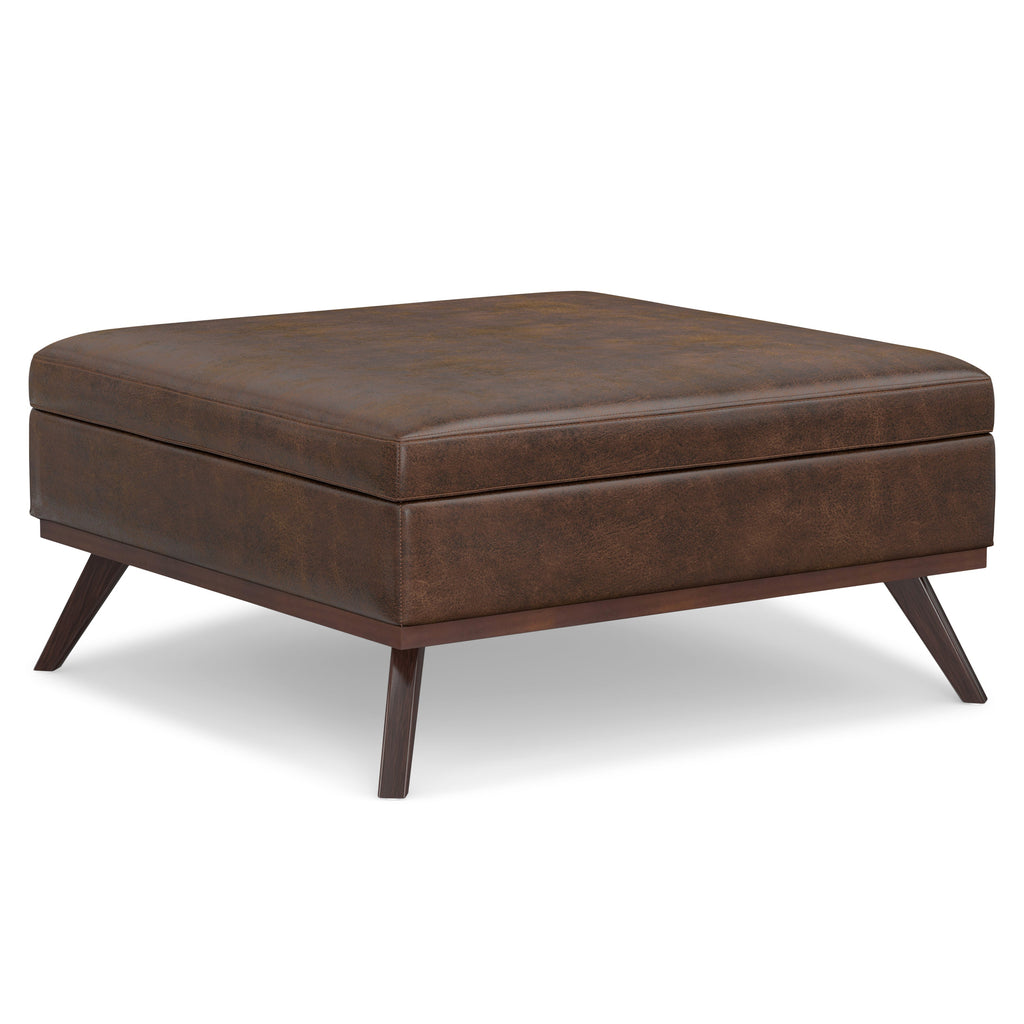Owen 40 Inch Wide XL Square Coffee Table Storage Ottoman