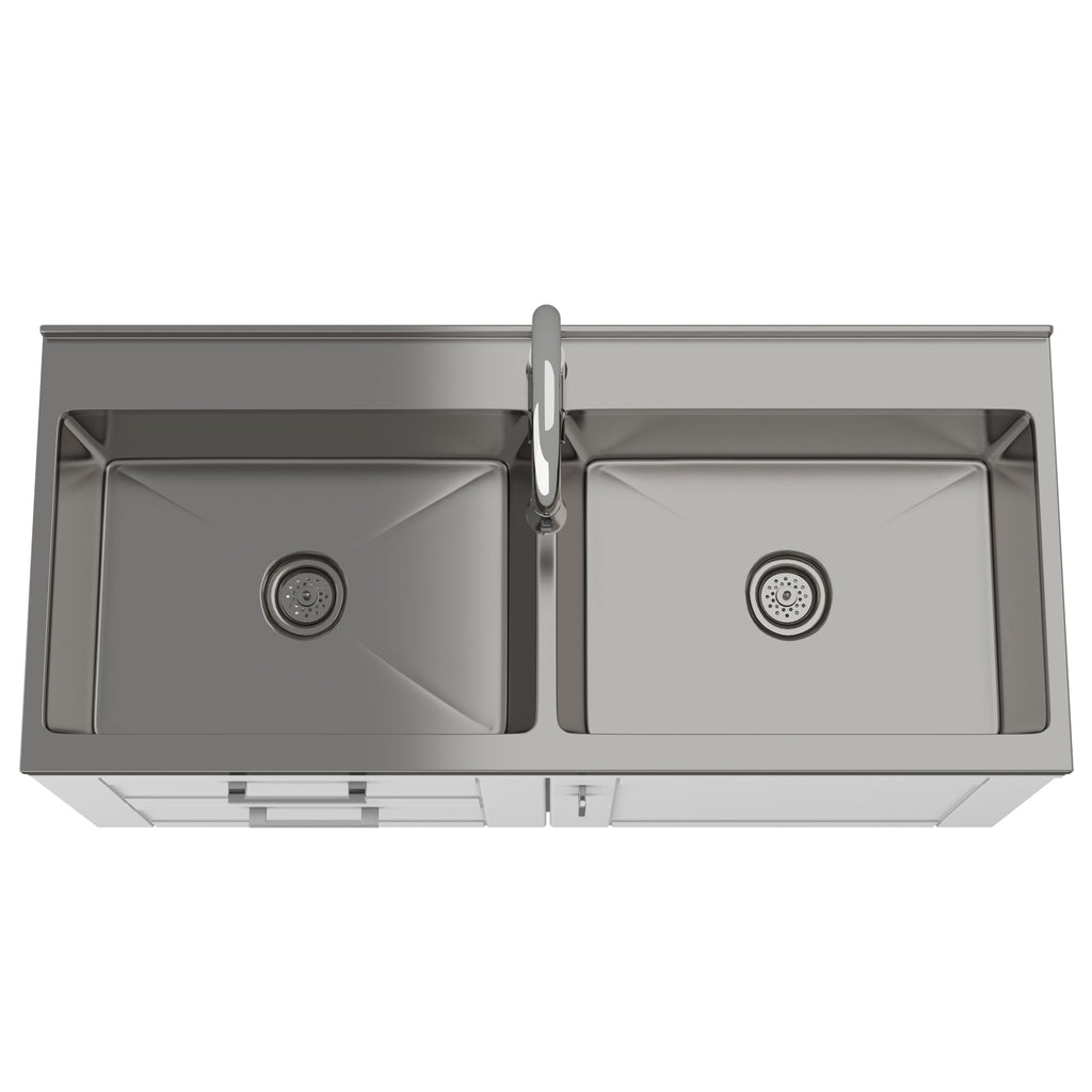 Modern Wide Shaker - 46" Laundry Cabinet with Faucet and Stainless Steel Sink