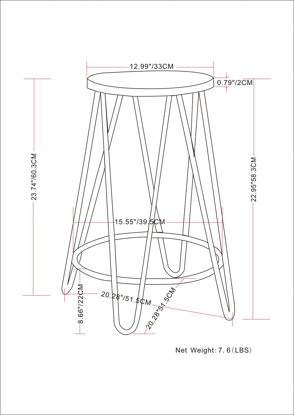Simeon - 24" Metal Counter Height Stool with Wood Seat - Cocoa