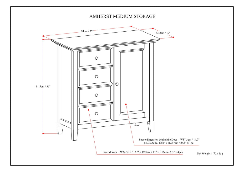 Amherst Medium Storage Cabinet - Hickory