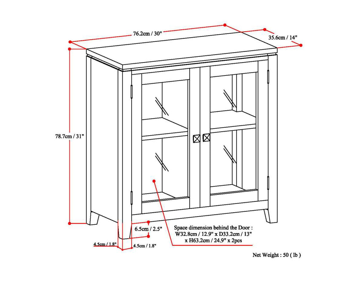 Cosmopolitan 30 Inch Wide Solid Wood Low Storage Cabinet