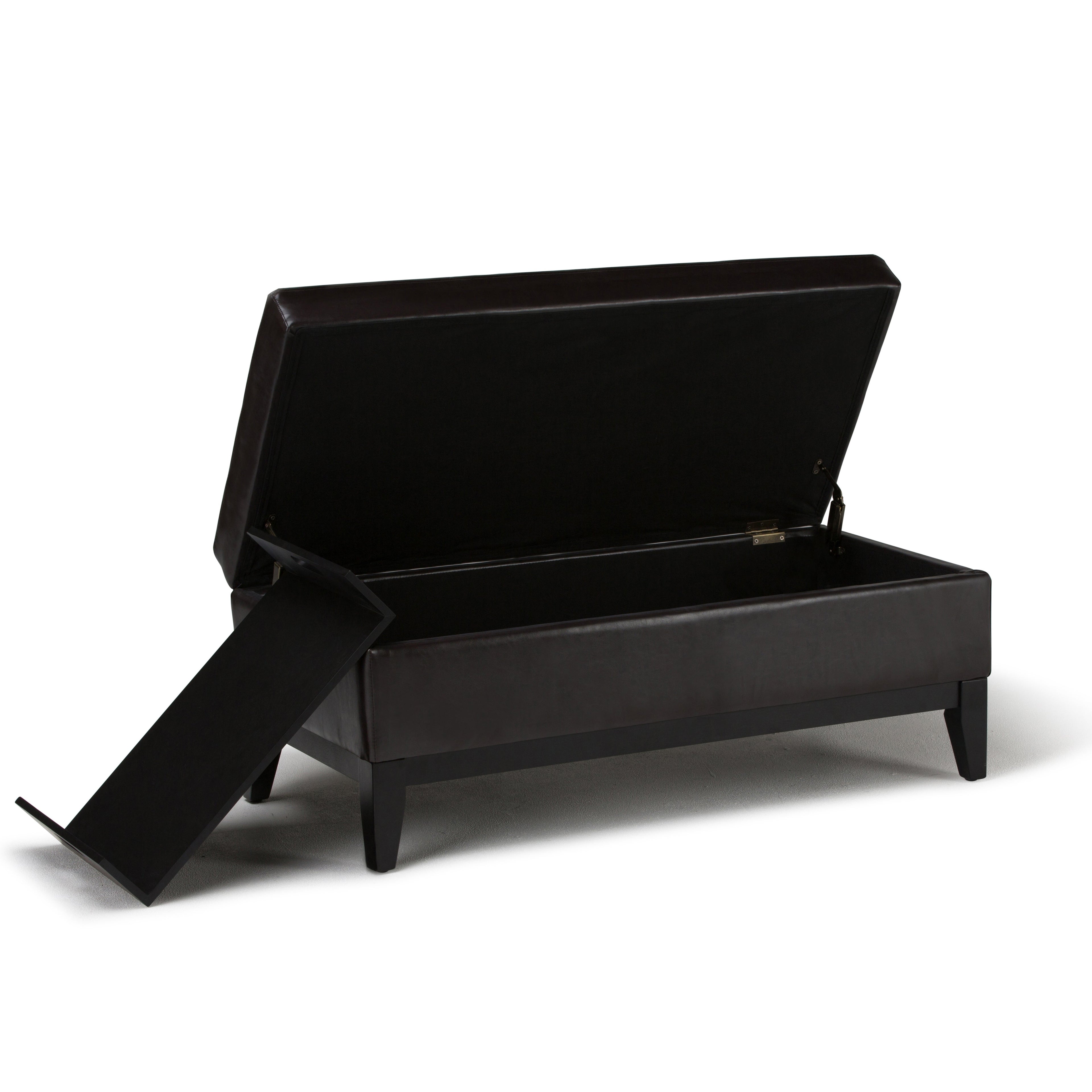 Oregon 42 Inch Wide Storage Ottoman Bench with Tray in Tanners