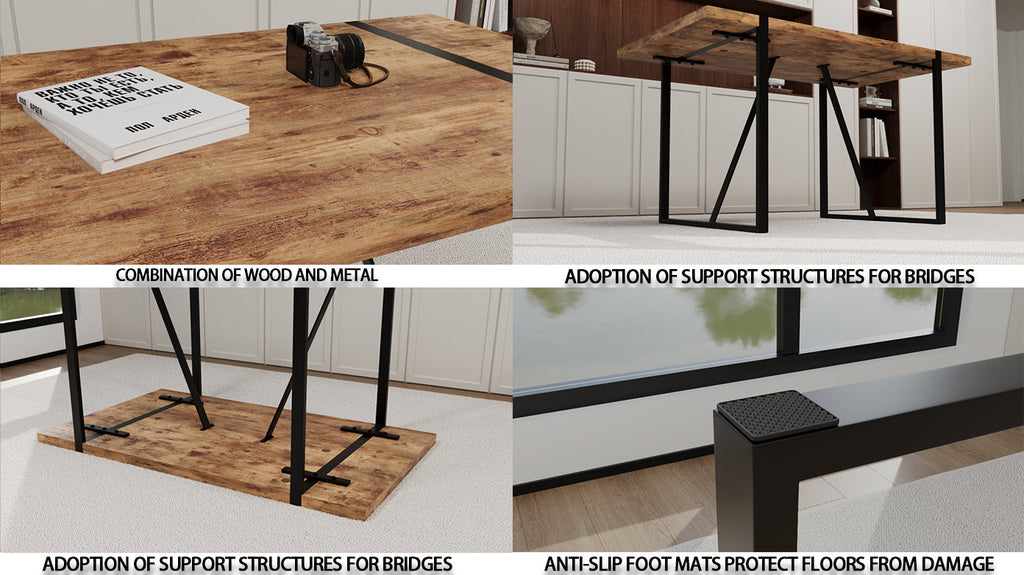 55" Modern Rural Industrial Dining Table