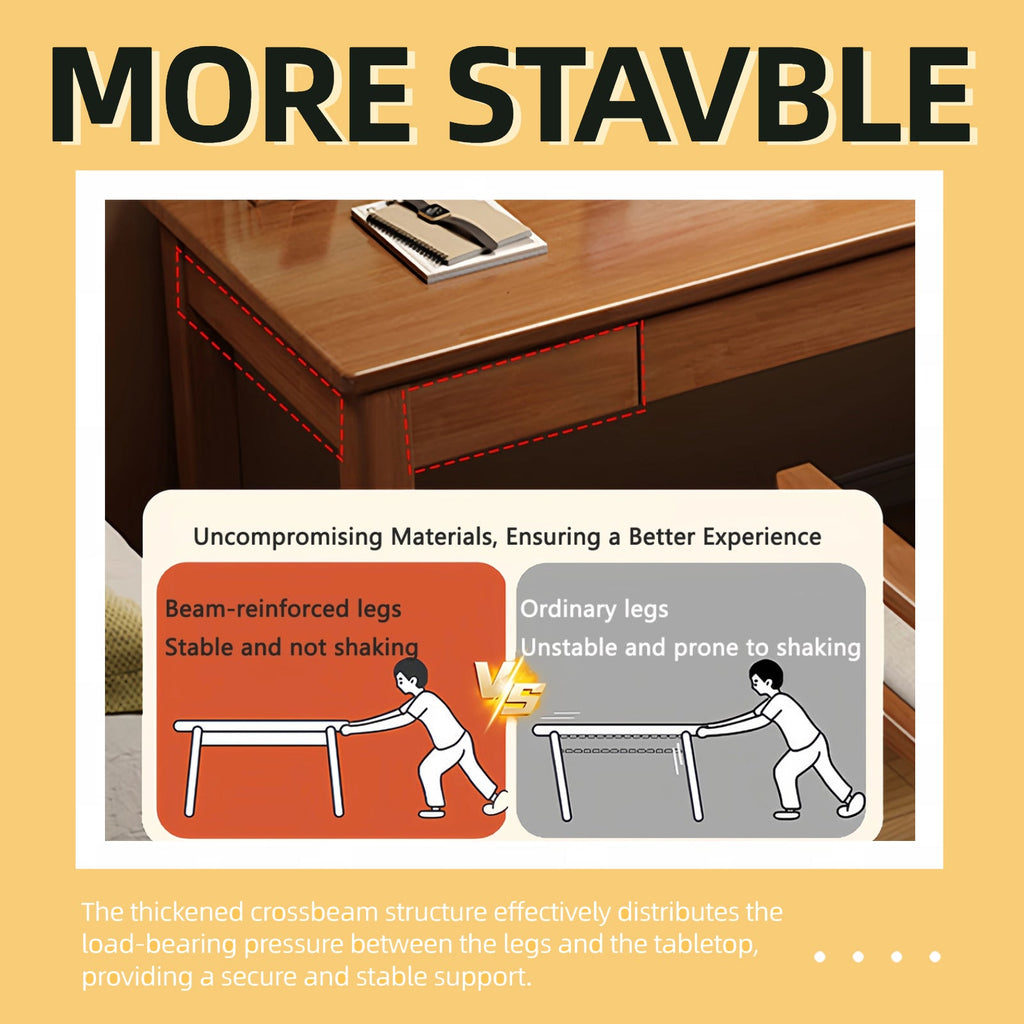 Solid Wood Desk with Drawers, Standing Desk