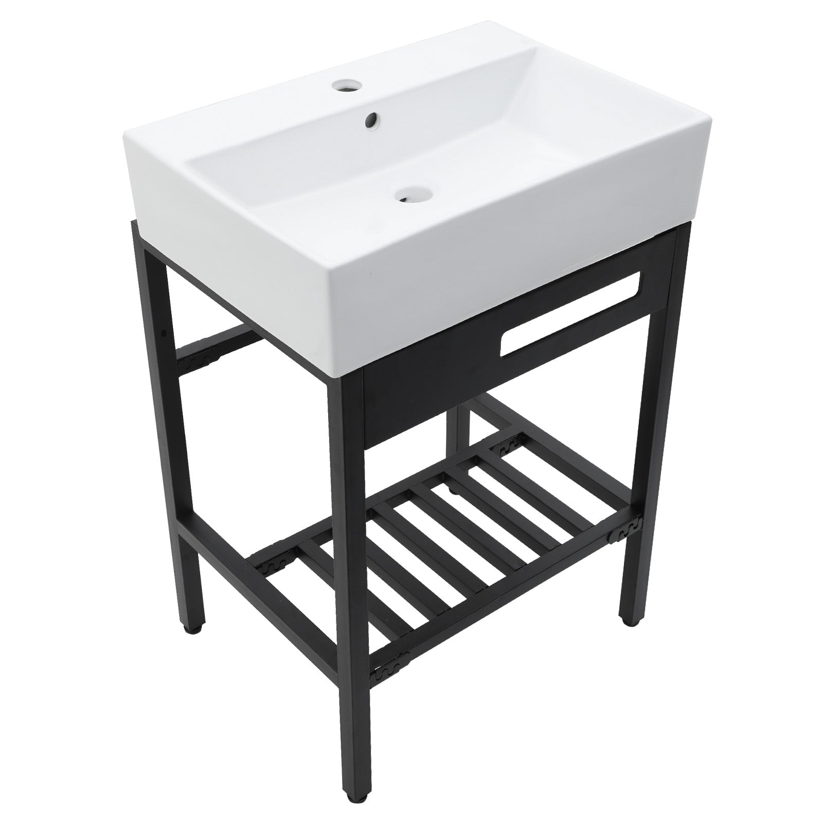 24" x 16.75" Bathroom Ceramic Console Sink with Overflow